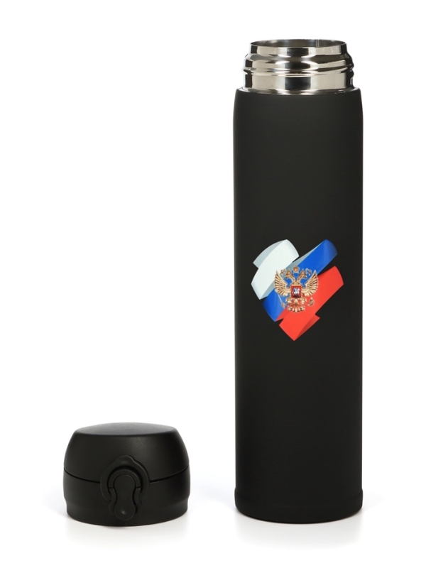 Термос «Мастер К. Герб, флаг РФ», 500 мл, чёрный