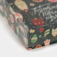Коробка для кондитерских изделий с пластиковой крышкой «Новогодние игрушки», 13 х 13 х 3 см