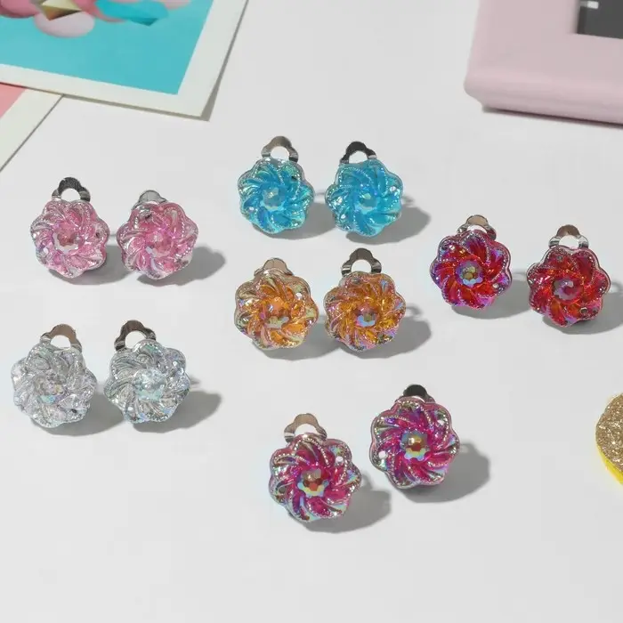 Серьги клипсы детские Выбражулька «Блестящие цветы», миксы Серьги клипсы детские Выбражулька «Блестящие цветы», миксы