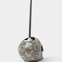 Ёршик для унитаза с подставкой &laquo;Череп&raquo;, стальная ручка, 16&times;15&times;22 см, белый