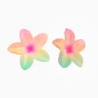 Серьги пластик "Цветок Лилии", цвет голубо-розовый