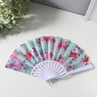 Веер складной &laquo;Розы и астры на нежно-зелёном&raquo;, 22.5 см