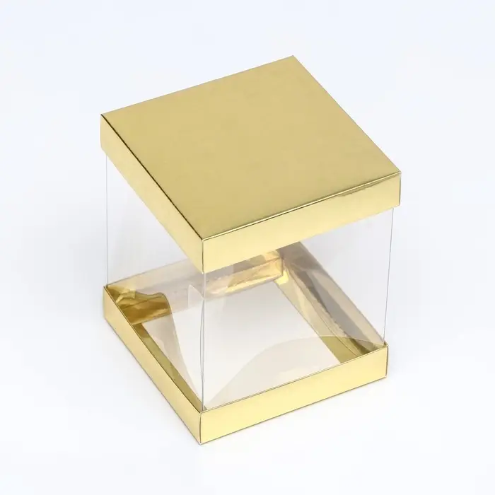 Коробка с PVC Мини &laquo;Золото&raquo; для цветов и подарков, 10&times;10&times;12 см