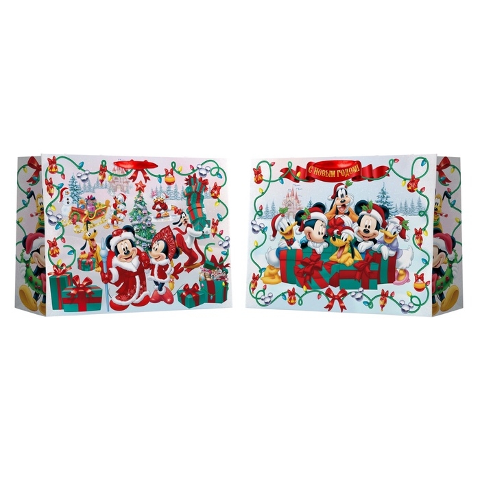 Новый год. Пакет подарочный, 61х46х20 см, упаковка, Микки Маус Новый год. Пакет подарочный, 61х46х20 см, упаковка, Микки Маус