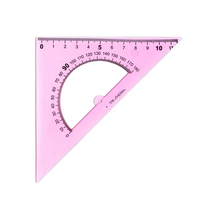Треугольник Calligrata,12 см, 45°, с транспортиром, пластик, прозрачный МИКС Треугольник Calligrata,12 см, 45°, с транспортиром, пластик, прозрачный МИКС