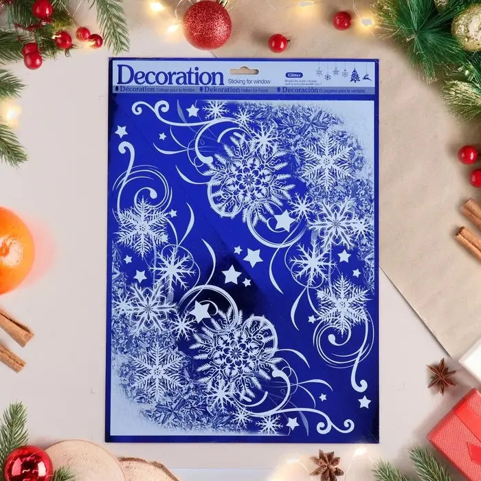 Наклейки на окна "Новогодние" кружево, 38х30 см