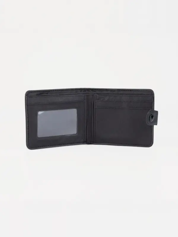 Портмоне мужское на кнопке, отдел для купюр, для карт, чёрное