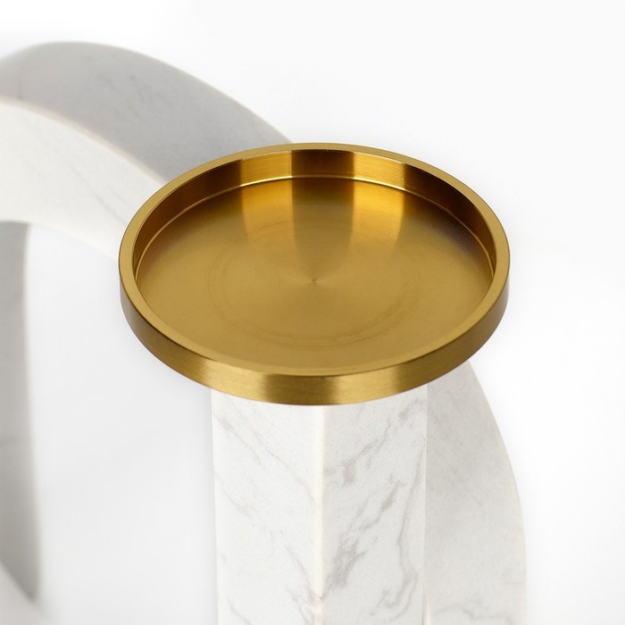 Подсвечник латунь, мрамор «Камелия» 19 х 18 х 8 см