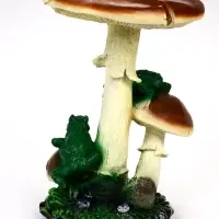 Садовая фигура 43 х_ х _ см зеленый полистоун Гриб тройной с двумя лягушками