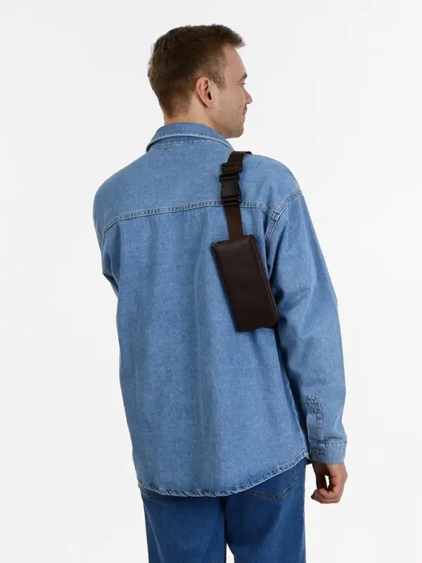 Сумка мужская через плечо TEXTURA, портмоне - клатч, на молнии, коричневая