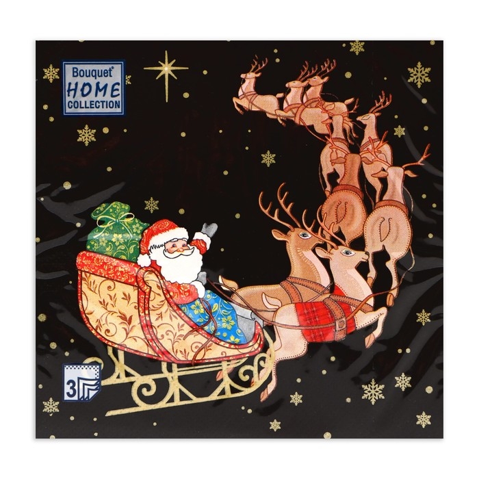 Новогодние салфетки бумажные Home Collection «Новогодний кортеж», 3 слоя, 33х33, 20 шт.