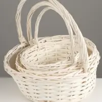 Корзина плетёная для хранения, ива, белая, набор 3 шт.