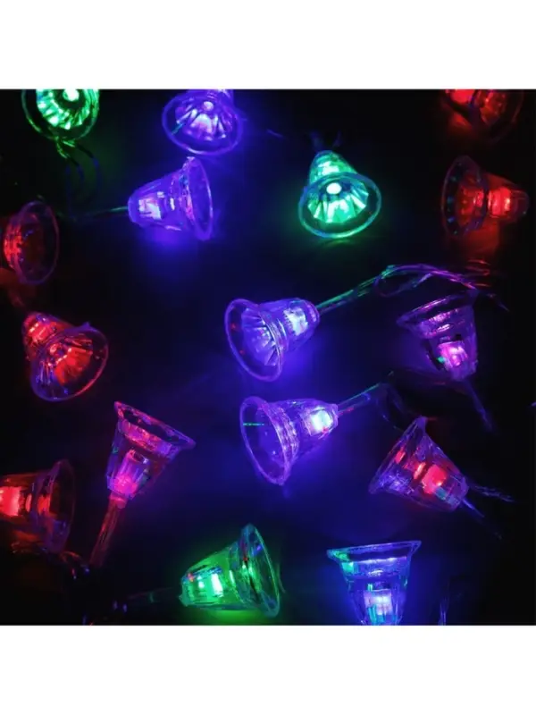 Гирлянда &laquo;Нить&raquo; 5 м с насадками &laquo;Колокольчики&raquo;, IP20, прозрачная нить, 20 LED, свечение мульти (RG/RB), мигание, 220 В