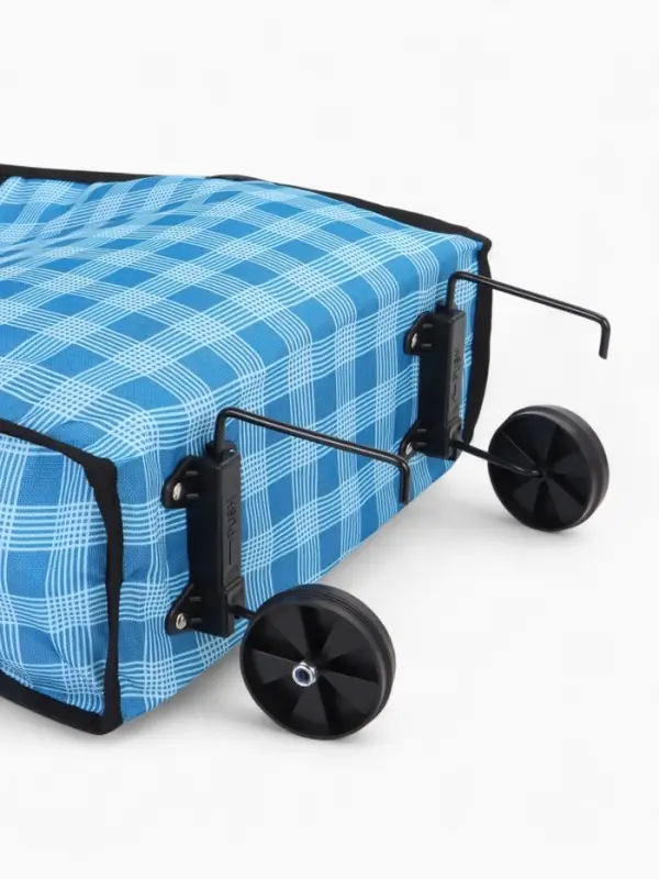 Сумка хозяйственная складная на липучке, 2 колеса, наружный карман, 32&times;13&times;52 см, голубая