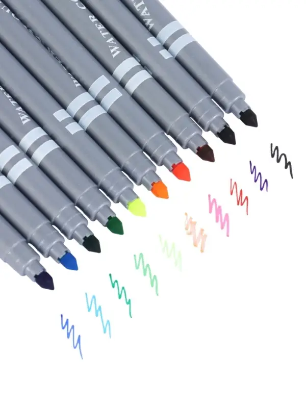 Фломастеры 10 цветов, двухсторонние, круглый наконечник 2 мм/5 мм, вентилируемый колпачок, блистер