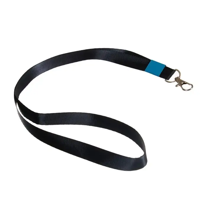 Лента для бейджа, 15 мм х 80 см, с металлическим карабином, чёрная Лента для бейджа, 15 мм х 80 см, с металлическим карабином, чёрная