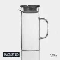 Кувшин Magistro &laquo;Богема&raquo;, 1.25 л, 13&times;9&times;23 см, с металлической крышкой, стекло, прозрачный