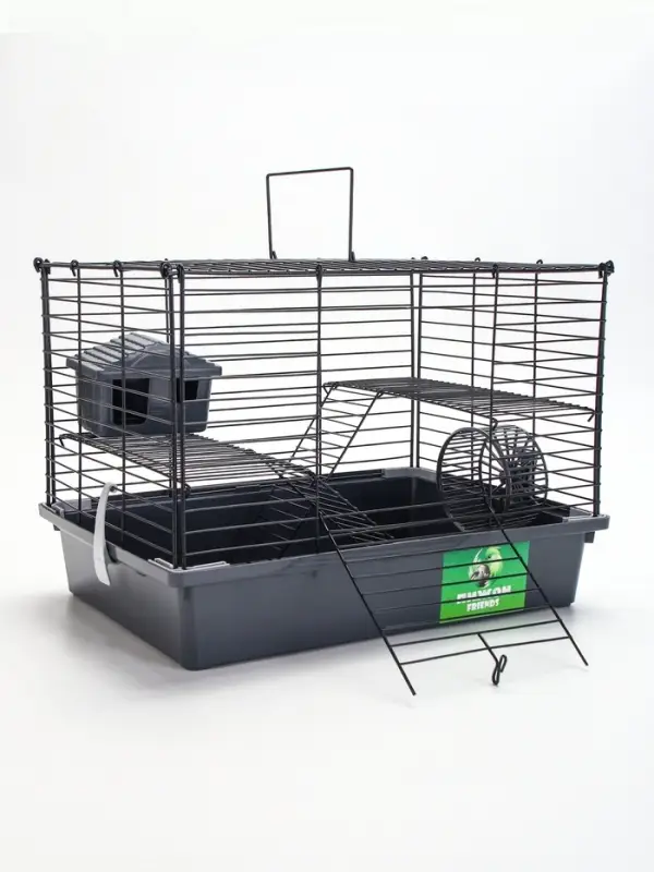 Клетка для грызунов &laquo;Пижон&raquo;, 38&times;27&times;27 см, складная, домик, миска, колесо, серая