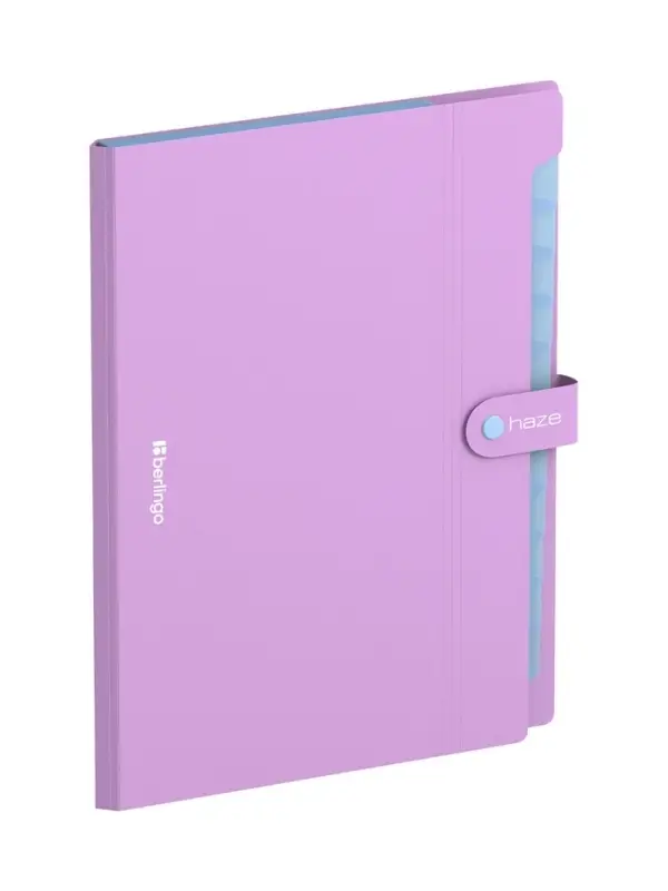 Папка А4 Haze, 12 отделений, 600 мкм, на кнопке, сиреневая