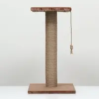 Когтеточка-столбик, 35&times;35&times;64 см, &Oslash;10, с площадкой, КД-37, джут, цвет МИКС