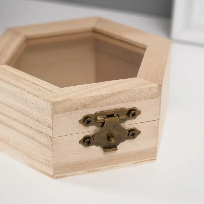 Шкатулка для росписи дерево &laquo;Многогранник со стеклянной вставкой&raquo;, для творчества, декора, 10&times;9&times;4.5 см