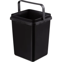 Ведро мусорное пластиковое 11л прямоугольное черное с ручкой 240х330х193мм