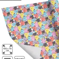 Бумага упаковочная крафт &laquo;Мишки&raquo;, 1 лист, 70&times;100 см