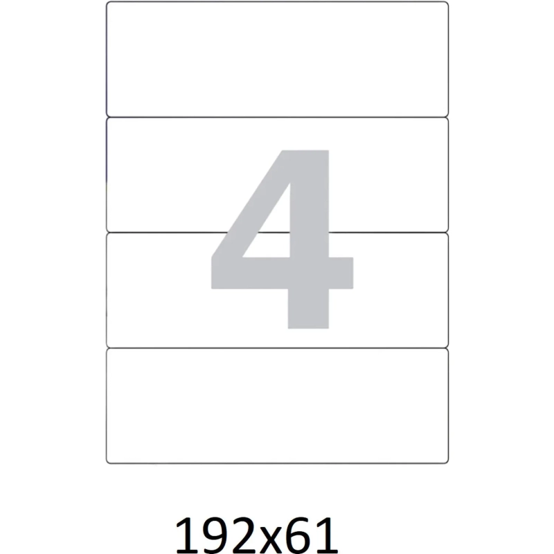 Этикетки самоклеящиеся п-рег192x61мм А4 4шт л бел50л/уп