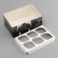 Коробка для 6 капкейков с прозрачной крышкой, &laquo;Мужской подарок&raquo;, 23&times;16&times;10 см