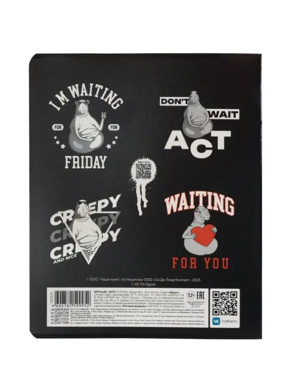 Тетрадь 48л кл Hatber "ЖДУН", на скобе, скругл углы, выб лак, 60-65г/м&sup2; 5В МИКС