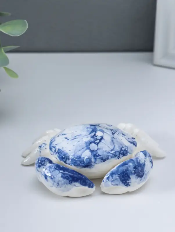 Сувенир керамика "Краб" бело-синий 10,8х8,4х3 см