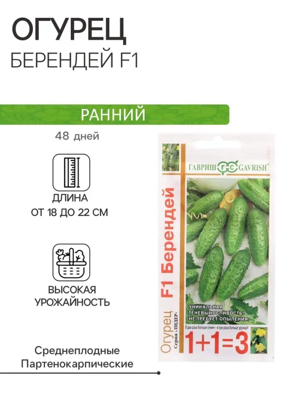 Семена Огурец &laquo;Берендей&raquo;, F1, 20 шт., &laquo;Гавриш&raquo;