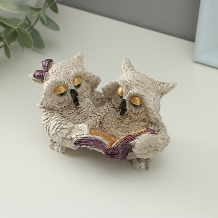 Фигура Фигура "Совы читают" 12х7х7см, бежевый