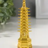 Набор нэцкэ фигурок 2 шт. &laquo;Пагода литературы&raquo;, металл под золото, подарочные