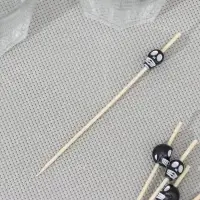 Шпажки «Череп», набор 25 шт, 12 см, бамбук, чёрный Шпажки «Череп», набор 25 шт, 12 см, бамбук, чёрный