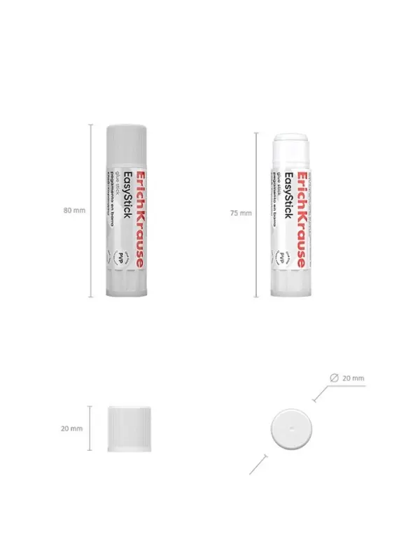 Клей-карандаш, ErichKrause EasyStick, PVP, быстрое склеивание, 6 г