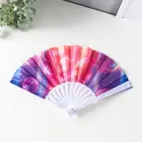 Веер пластик, текстиль "Пузырьки" МИКС 23 см Веер пластик, текстиль "Пузырьки" МИКС 23 см