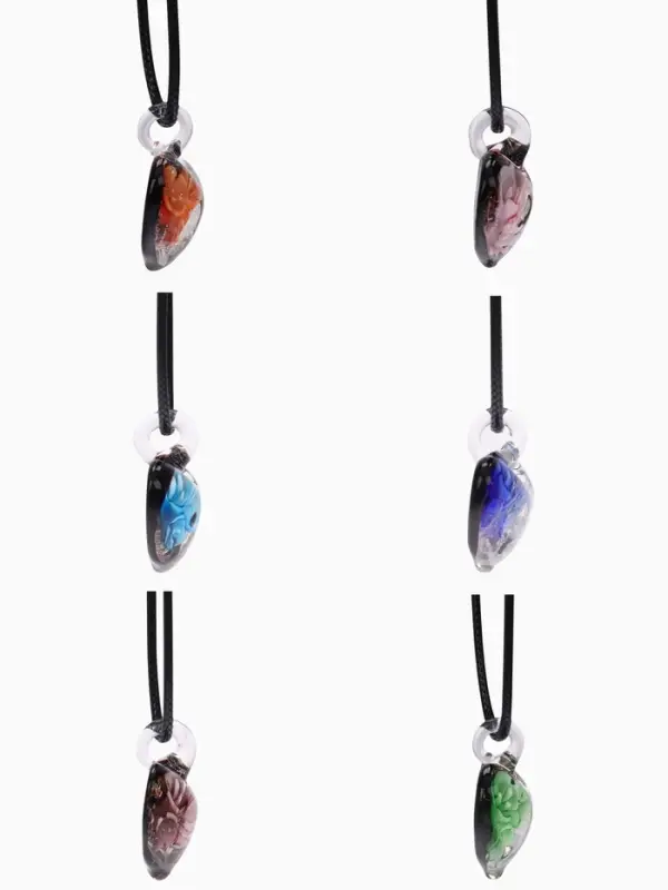 Кулон на шнурке &laquo;Муранское стекло&raquo;, малый, сердечко темное, МИКС, 45 см