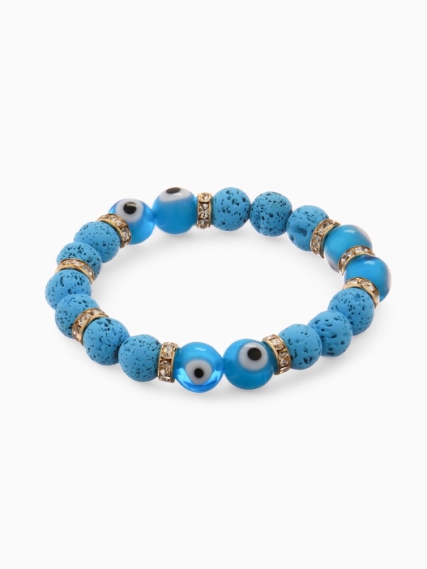 Браслет-оберег «Лава» глазик, голубой в золоте