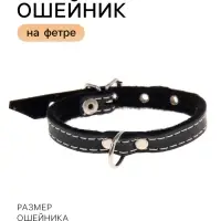 Ошейник тисненый на фетре, 30&times;1.2 см, кожа, цвет МИКС