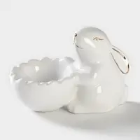 Подставка для яйца Доляна &laquo;Зайка в золотом&raquo;, 11&times;6&times;8 см, белая