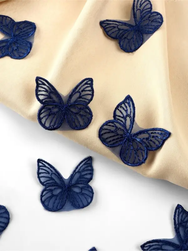 Аппликация для одежды «Бабочка», текстильная, 3.5×4 см, 10 шт., тёмно-синяя Аппликация для одежды «Бабочка», текстильная, 3.5×4 см, 10 шт., тёмно-синяя
