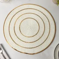 Салфетки сервировочные на стол Доляна, 4 шт., d=38 см, белые с золотым узором