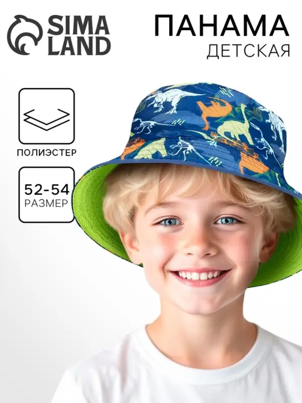 Панама детская для мальчика «Динозавр», р-р. 54 см