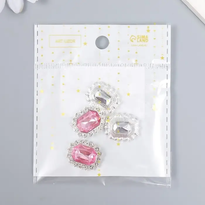 Декор для творчества металл Декор для творчества металл "Медальон восьмиугольный" нежно-розовый кристалл стразы 2х1,5см