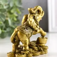 Нэцкэ фигурка &laquo;Слон с монетами&raquo;, полистоун, под бронзу, 8.5&times;8 см