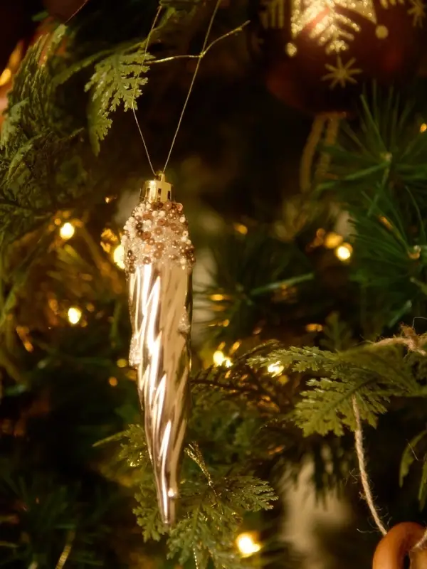 Ёлочные игрушки набор 6 шт. &laquo;Сосулька верхушка блеск&raquo;, 13&times;3 см, золото/коричневый