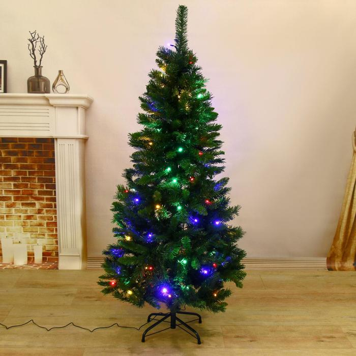 Ёлка фиброоптичесская  Ёлка фиброоптичесская "Эксклюзив" цветные огоньки, 140 см d нижнего яруса 70 см 380 веток