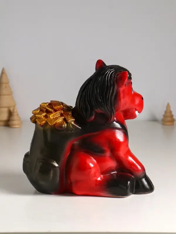 Копилка "Огненный конь с деньгами" 21 см, красный