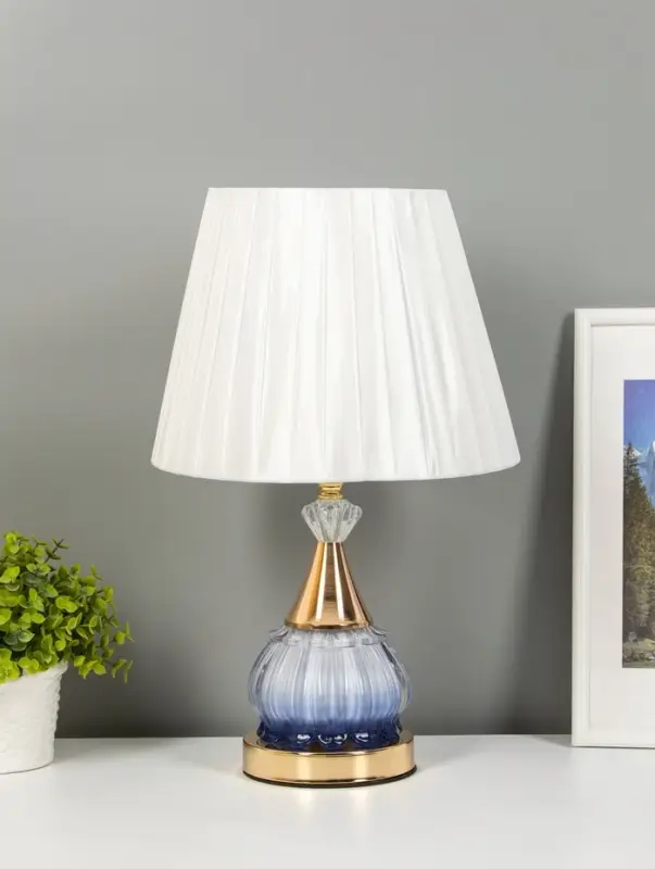 Лампа настольная &laquo;Ева&raquo; 1&times;40 Вт Е27 1&times;4 Вт LED золото/синий 25&times;25&times;42 см